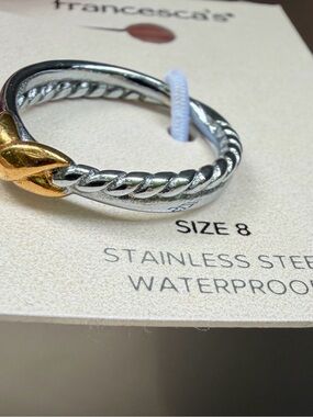 Francesca's Collections Two-Tone Twisted Ring - Silver & Gold